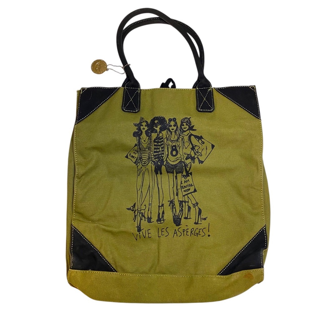 Izak Zenou Illustration Olive Tote Bag  'Vive Les Asperges!'